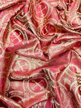 Religious Cross Jacquard Satin Fabric - Religious Cross Pattern, 58" Width (1 Yard)