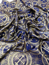 Religious Cross Jacquard Satin Fabric - Religious Cross Pattern, 58" Width (1 Yard)