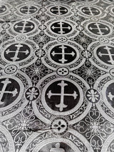 Religious Cross Jacquard Satin Fabric - Religious Cross Pattern, 58" Width (1 Yard)