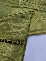Religious Cross Jacquard Satin Fabric - Religious Cross Pattern, 58" Width (1 Yard)