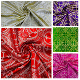 Religious Cross Jacquard Satin Fabric - Religious Cross Pattern, 58" Width (1 Yard)