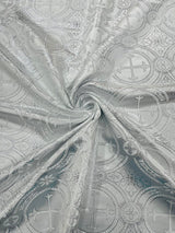 Religious Cross Jacquard Satin Fabric - Religious Cross Pattern, 58" Width (1 Yard)