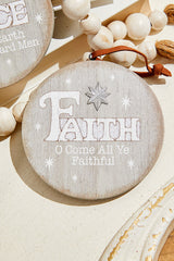 4.5" Religious Wood Disc Ornament