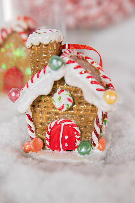 3.5 Inch Resin Gingerbread House Christmas Ornament Decorative Holiday Accent