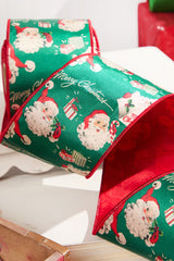 4" x 5 Yard Retro Jolly Old Saint Nick Ribbon