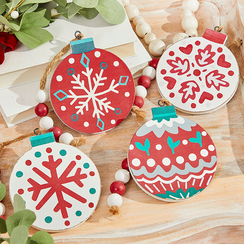 5 Inch Nordic Pattern Wood Ornament Decorative Christmas Hanging Ornament