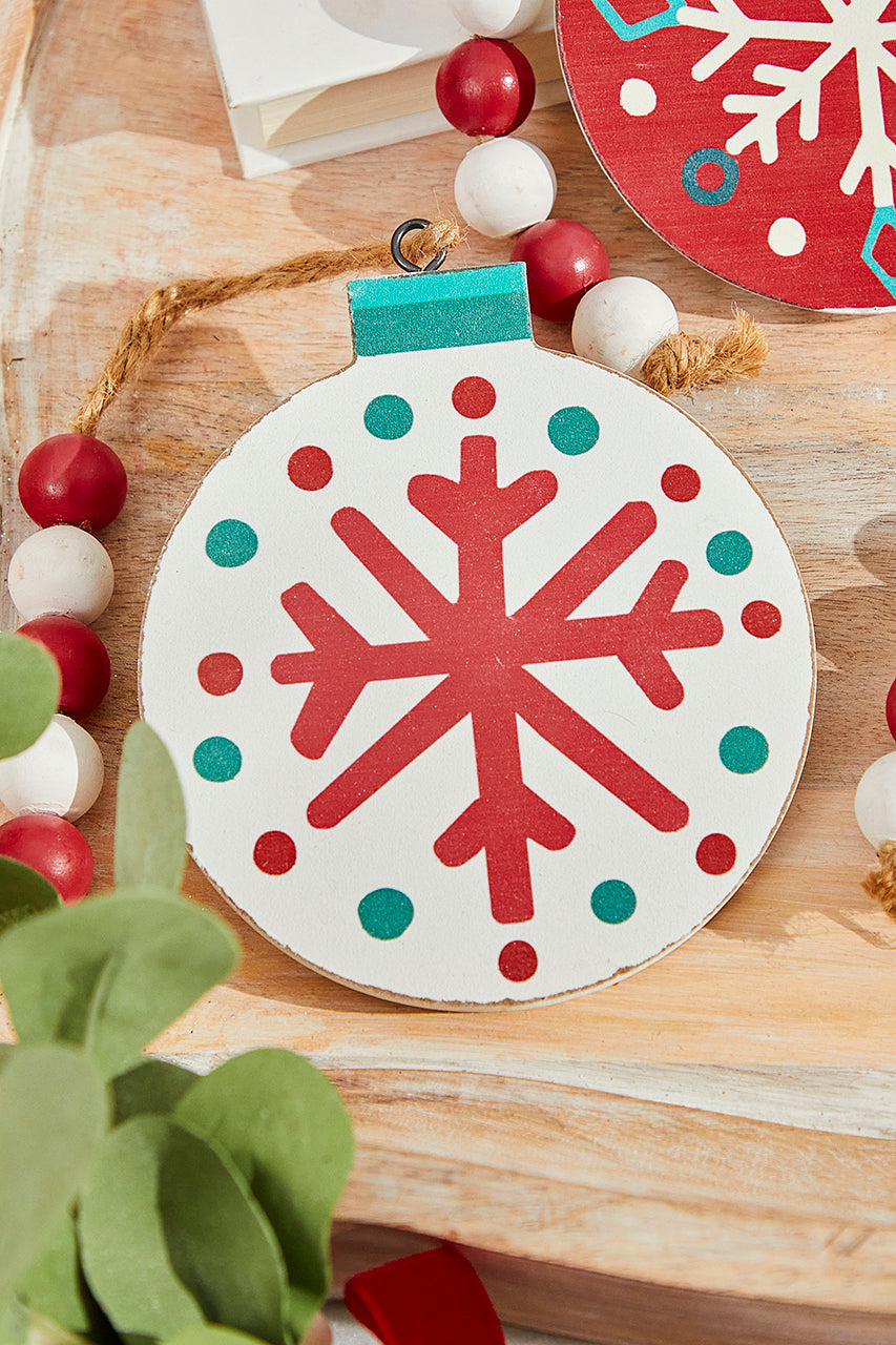 5” Nordic Pattern Wood Ornament