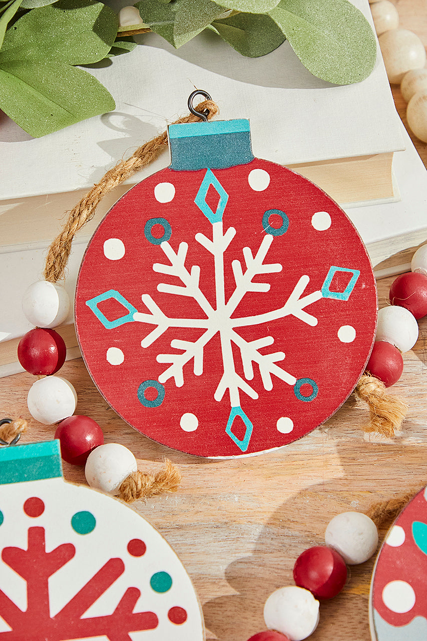 5” Nordic Pattern Wood Ornament