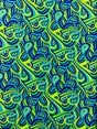 Retro Paisley Spandex Fabric - Blue/Lime Green Paisley, 58" Width (1 Yard)