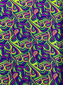 Retro Paisley Spandex Fabric - Blue/Lime Green Paisley, 58" Width (1 Yard)
