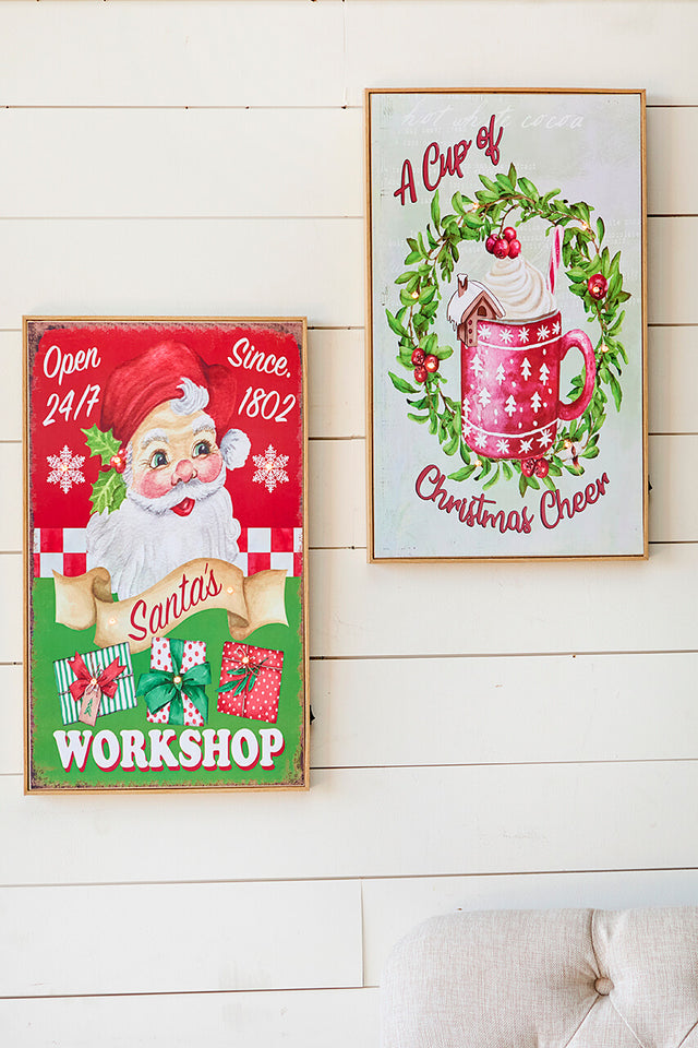19.6" Lighted Wood Holiday Design Wall Sign