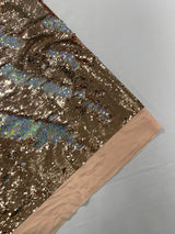 Reversible Flip Sequin Polyester Fabric - Green/Black Iridescent, 54" Width (1 Yard)
