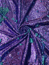 Reversible Flip Sequin Polyester Fabric - Green/Black Iridescent, 54" Width (1 Yard)