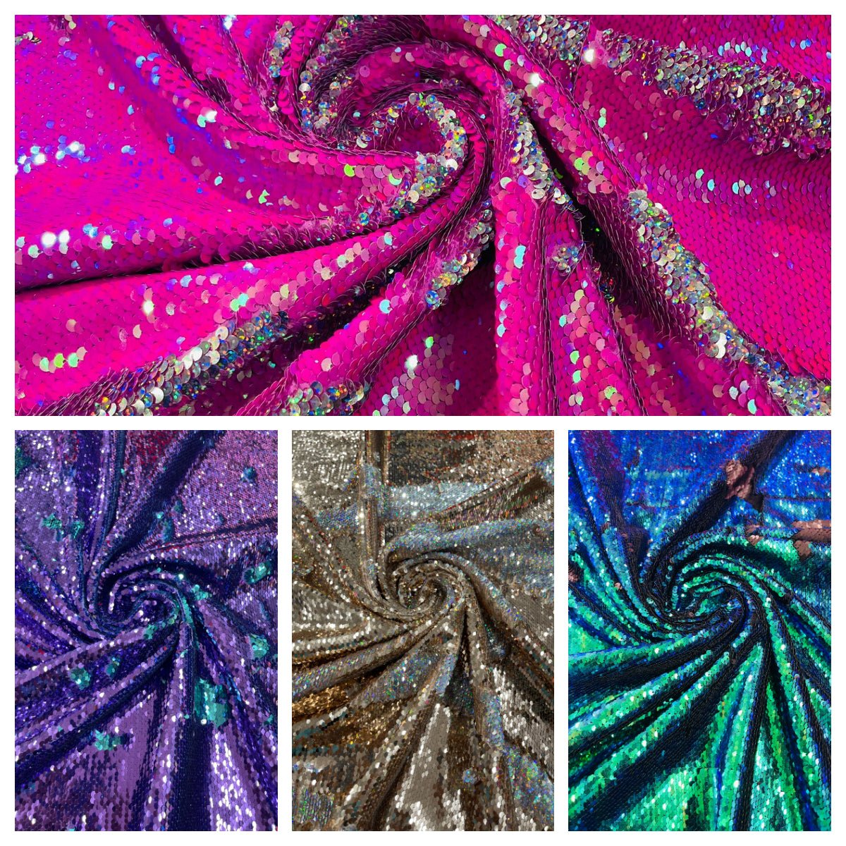Reversible Flip Sequin Polyester Fabric - Green/Black Iridescent, 54" Width (1 Yard)