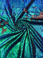Reversible Flip Sequin Polyester Fabric - Green/Black Iridescent, 54" Width (1 Yard)