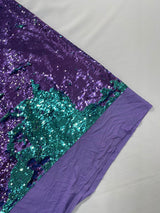 Reversible Flip Sequin Polyester Fabric - Green/Black Iridescent, 54" Width (1 Yard)
