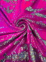 Reversible Flip Sequin Polyester Fabric - Green/Black Iridescent, 54" Width (1 Yard)