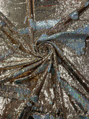Reversible Flip Sequin Polyester Fabric - Green/Black Iridescent, 54" Width (1 Yard)