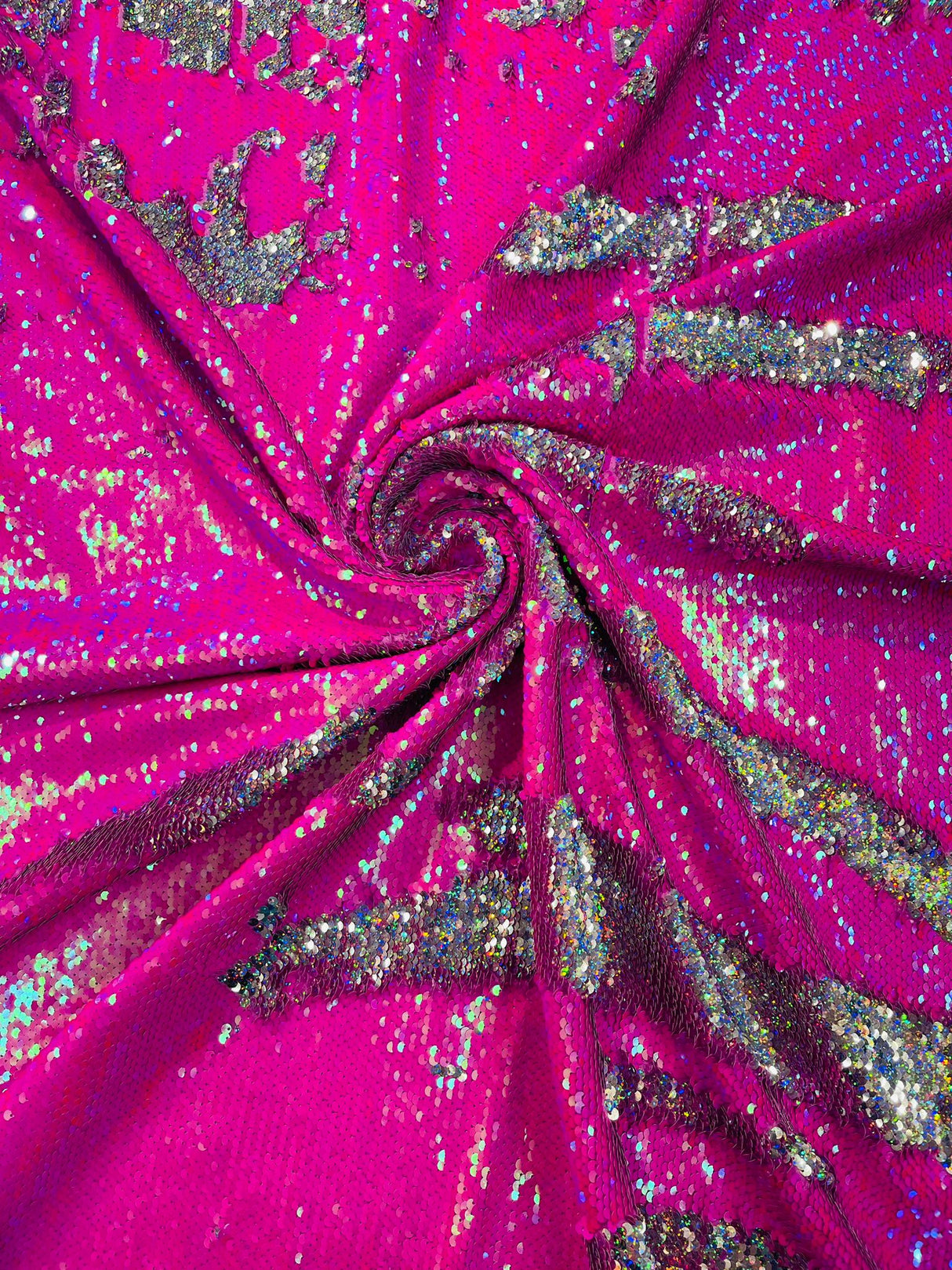 Reversible Flip Sequin Polyester Fabric - Green/Black Iridescent, 54" Width (1 Yard)