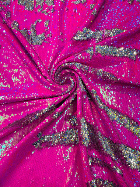 Reversible Flip Sequin Polyester Fabric - Green/Black Iridescent, 54" Width (1 Yard)