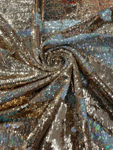 Reversible Flip Sequin Polyester Fabric - Green/Black Iridescent, 54" Width (1 Yard)