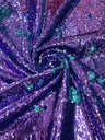 Reversible Flip Sequin Polyester Fabric - Green/Black Iridescent, 54" Width (1 Yard)
