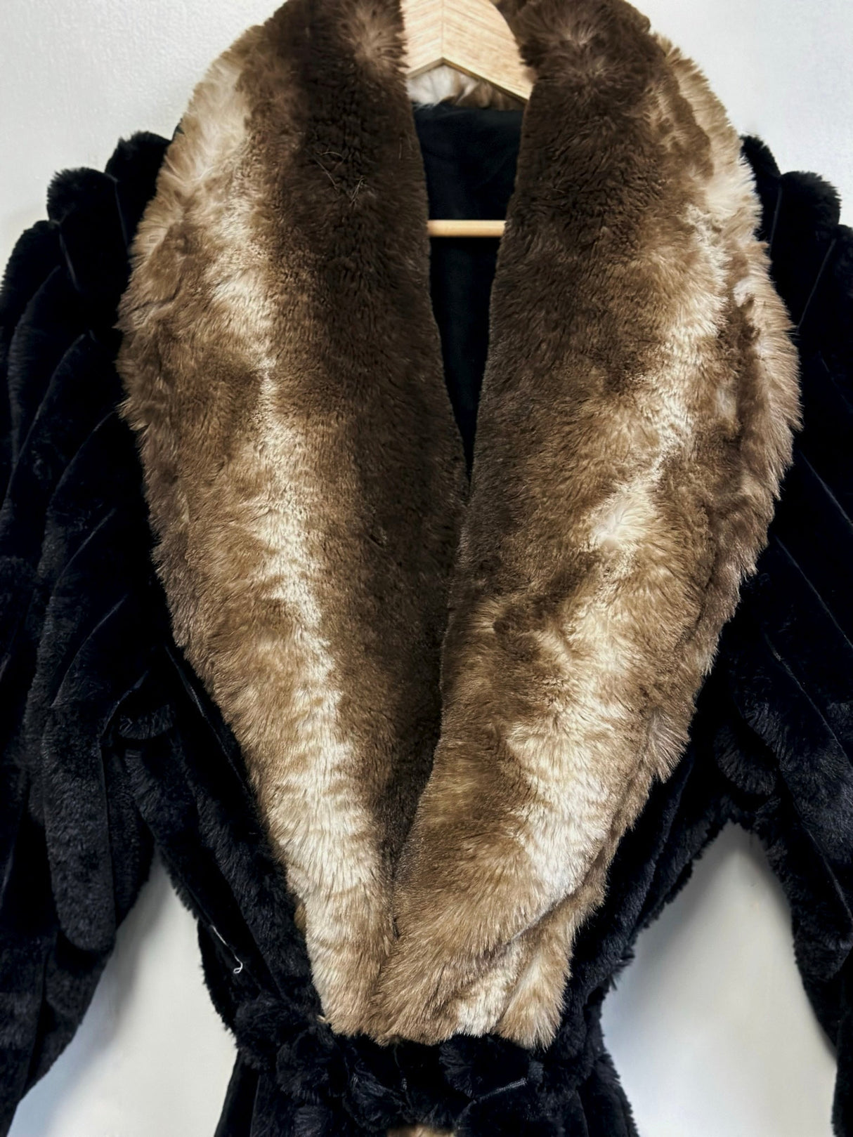 Faux Fur Long Sleeve Robe Coat Black - Plush Black Faux Fur Fabric, Long Sleeve, 100 Percent Polyester (1 Piece)
