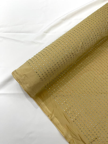 Rhinestone Nylon Spandex Fabric - Crystal Rhinestones, 54" Width (1 Yard)