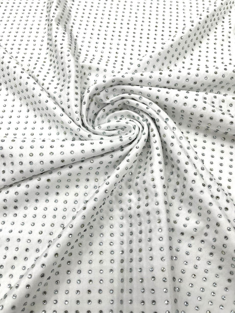 Rhinestone Nylon Spandex Fabric - Crystal Rhinestones, 54" Width (1 Yard)