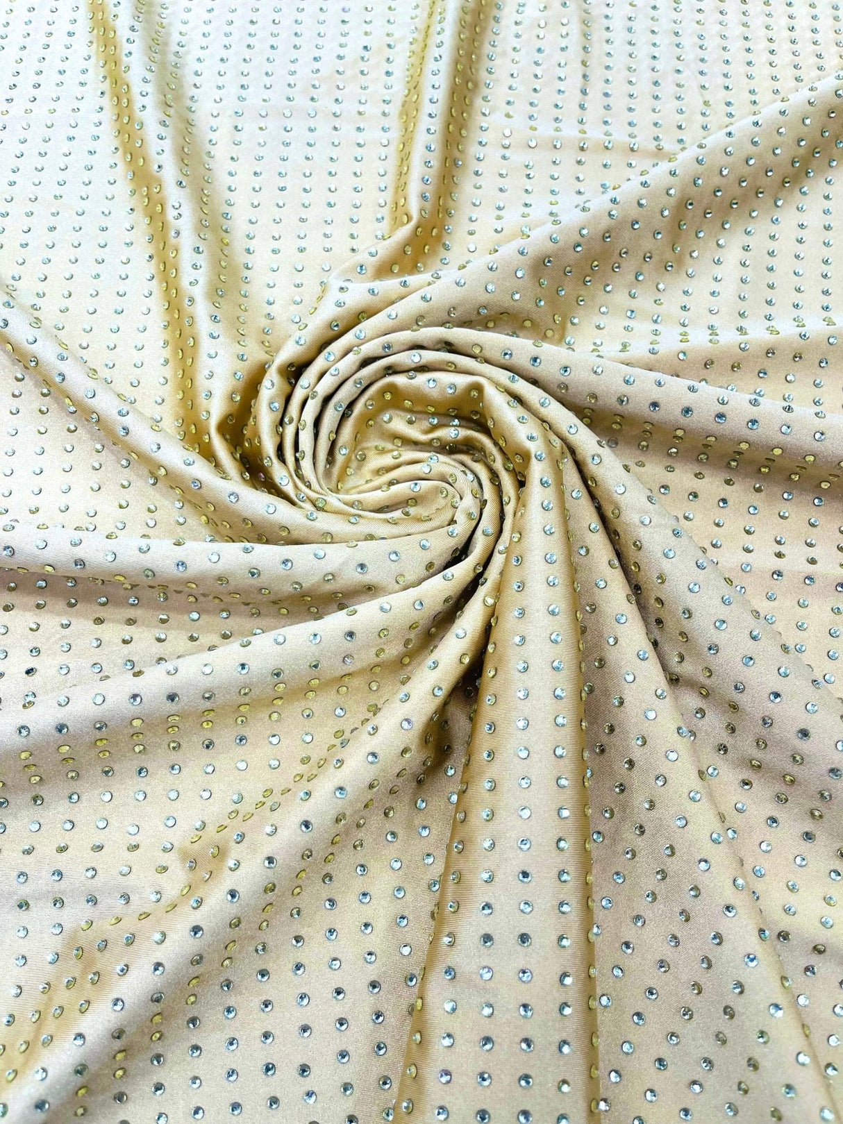 Rhinestone Nylon Spandex Fabric - Crystal Rhinestones, 54" Width (1 Yard)
