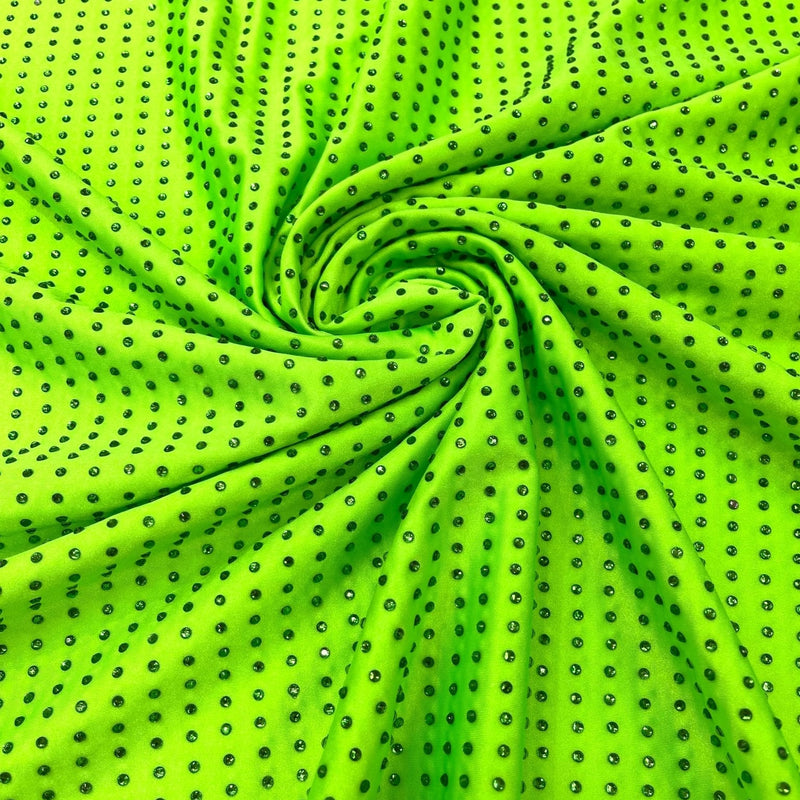 Rhinestone Nylon Spandex Fabric - Crystal Rhinestones, 54" Width (1 Yard)