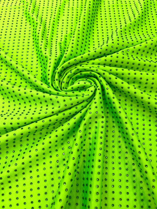 Rhinestone Nylon Spandex Fabric - Crystal Rhinestones, 54" Width (1 Yard)