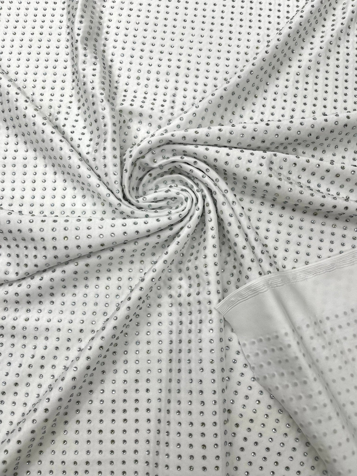 Rhinestone Nylon Spandex Fabric - Crystal Rhinestones, 54" Width (1 Yard)