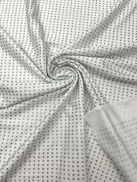 Rhinestone Nylon Spandex Fabric - Crystal Rhinestones, 54" Width (1 Yard)