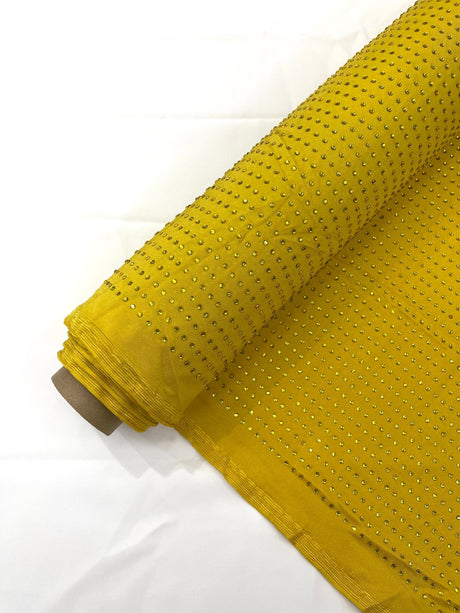 Rhinestone Nylon Spandex Fabric - Crystal Rhinestones, 54" Width (1 Yard)