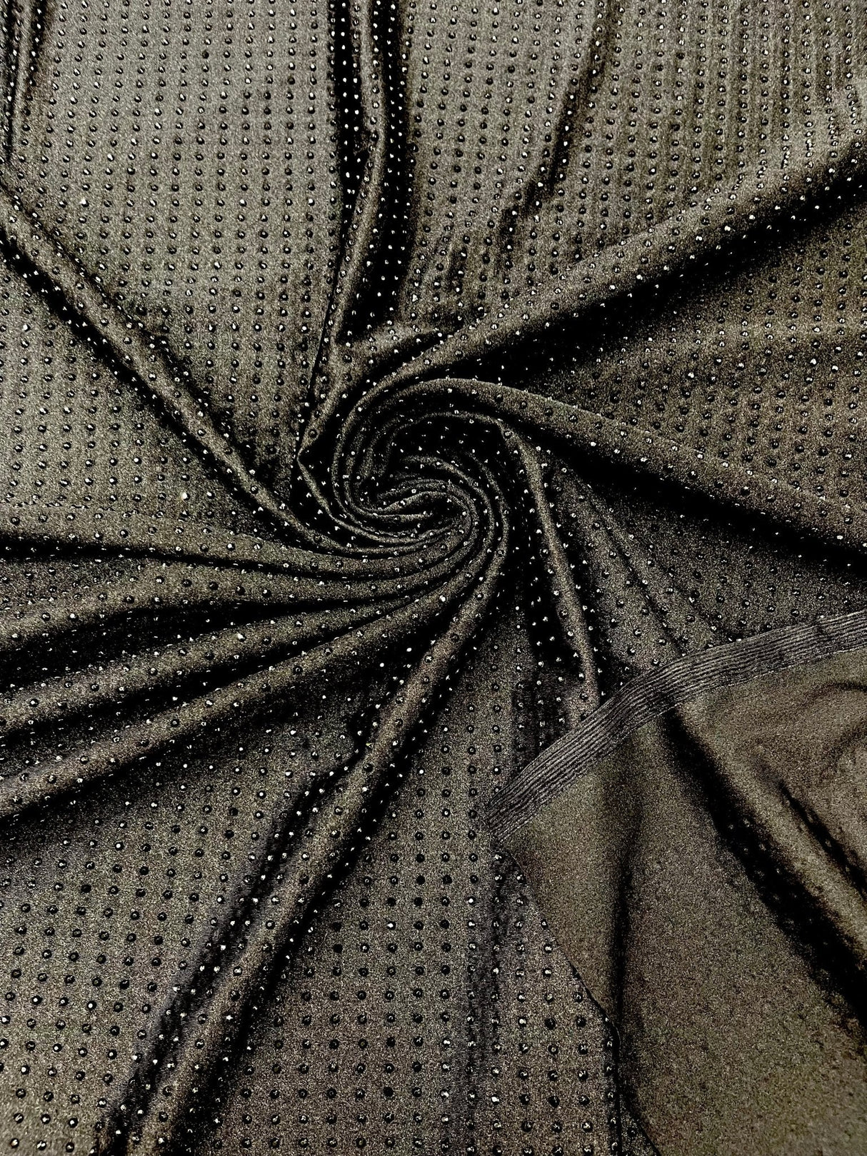 Rhinestone Nylon Spandex Fabric - Crystal Rhinestones, 54" Width (1 Yard)