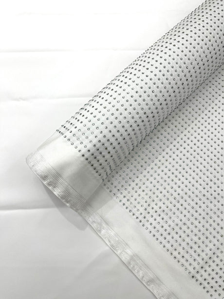 Rhinestone Nylon Spandex Fabric - Crystal Rhinestones, 54" Width (1 Yard)