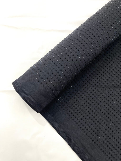Rhinestone Nylon Spandex Fabric - Crystal Rhinestones, 54" Width (1 Yard)