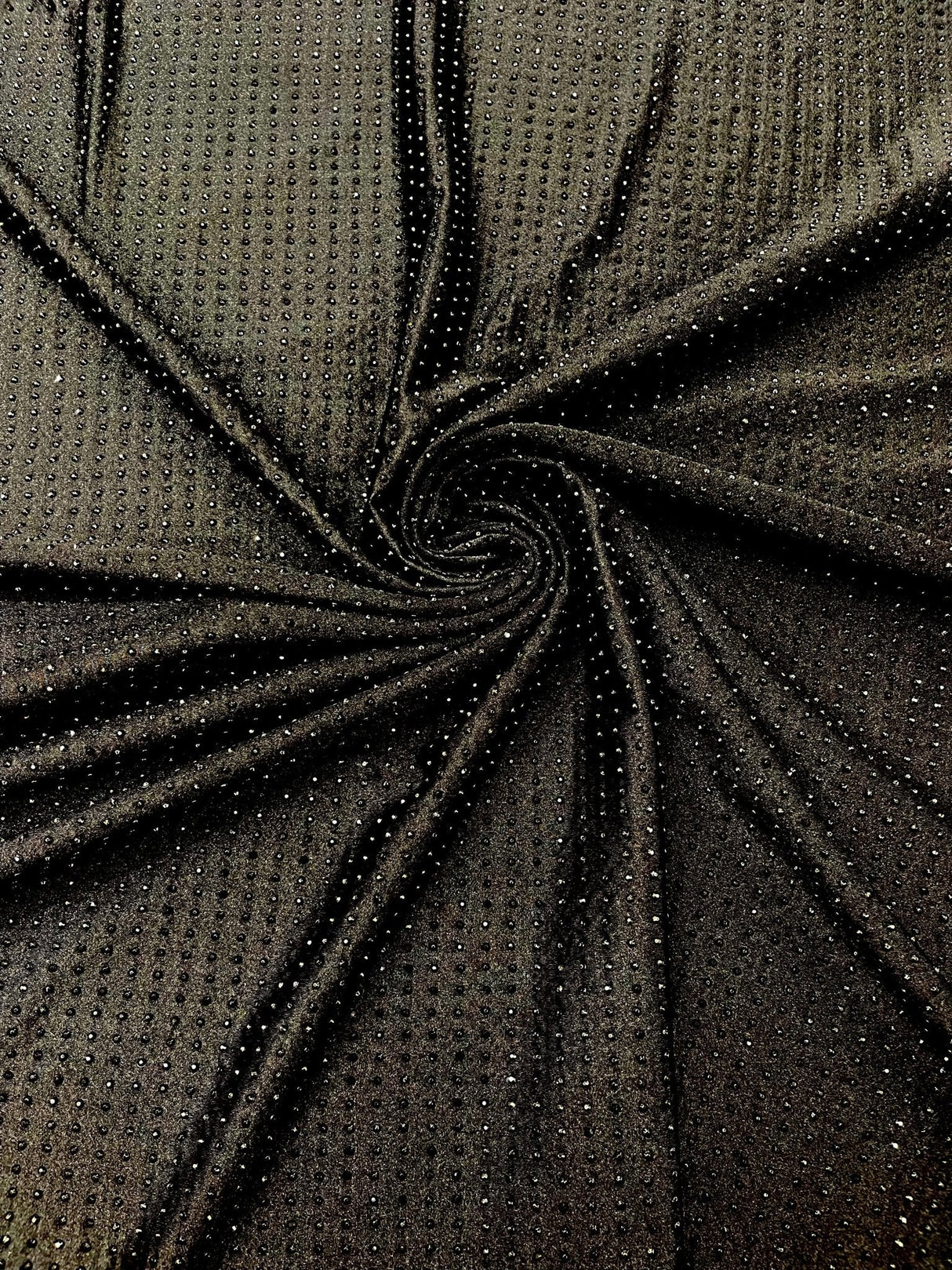 Rhinestone Nylon Spandex Fabric - Crystal Rhinestones, 54" Width (1 Yard)