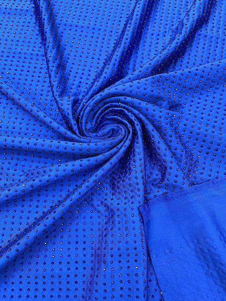 Rhinestone Nylon Spandex Fabric - Crystal Rhinestones, 54" Width (1 Yard)