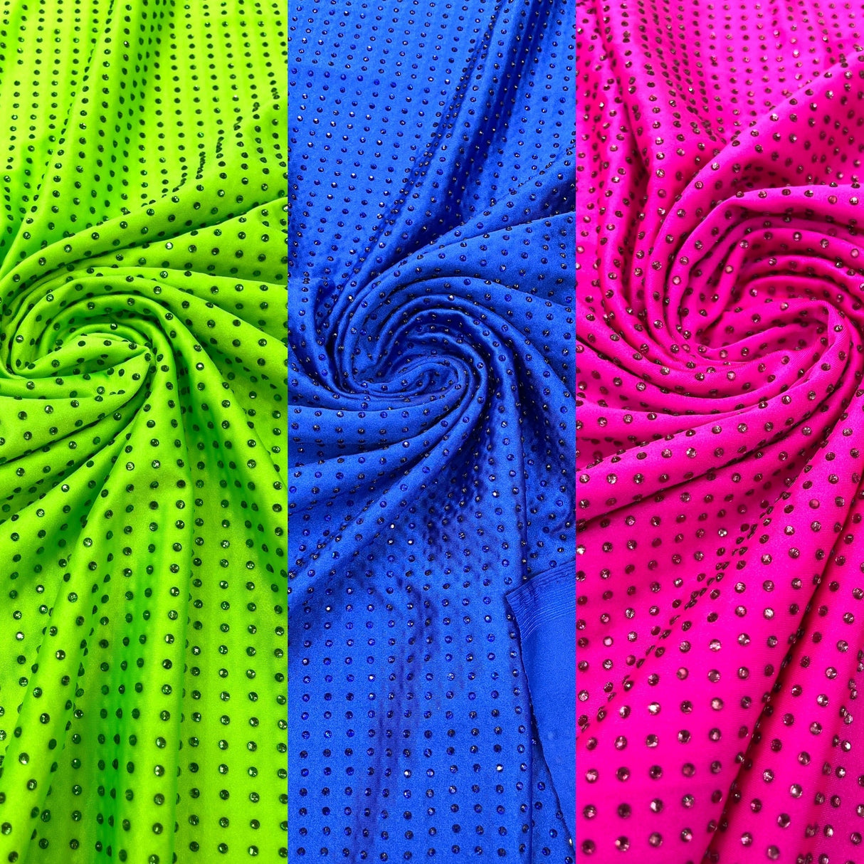 Rhinestone Nylon Spandex Fabric - Crystal Rhinestones, 54" Width (1 Yard)