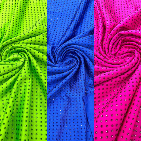 Rhinestone Nylon Spandex Fabric - Crystal Rhinestones, 54" Width (1 Yard)