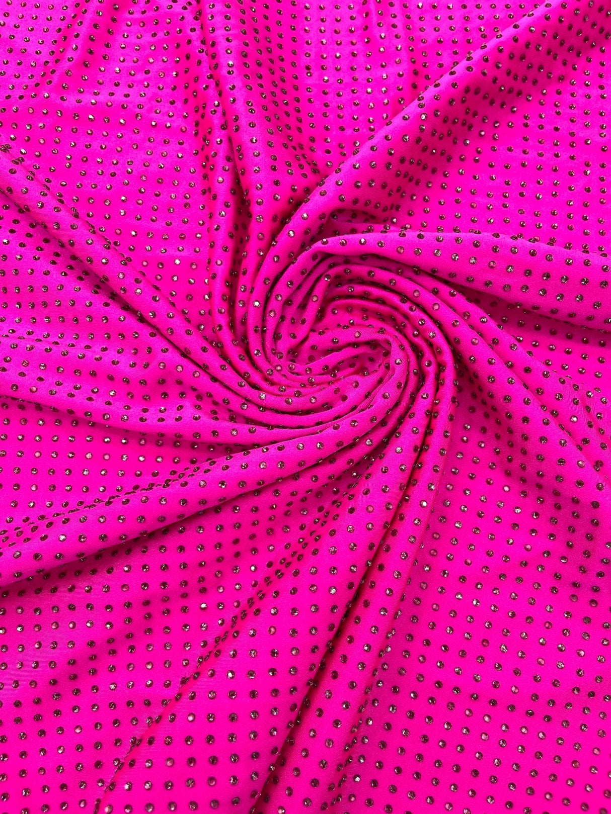 Rhinestone Nylon Spandex Fabric - Crystal Rhinestones, 54" Width (1 Yard)