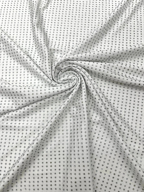 Rhinestone Nylon Spandex Fabric - Crystal Rhinestones, 54" Width (1 Yard)