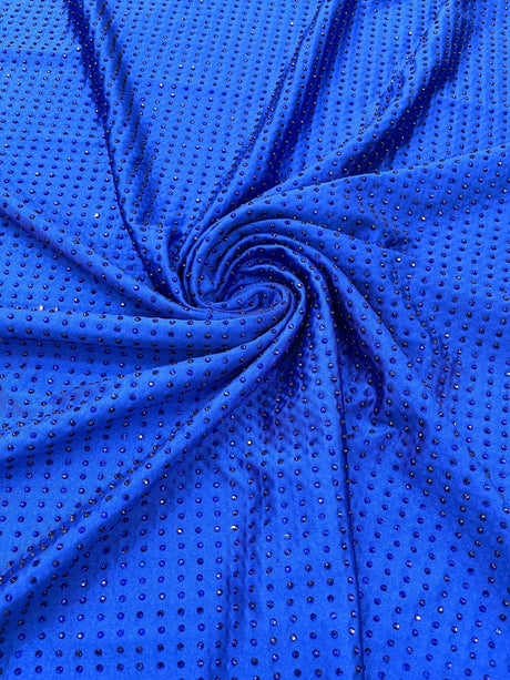 Rhinestone Nylon Spandex Fabric - Crystal Rhinestones, 54" Width (1 Yard)