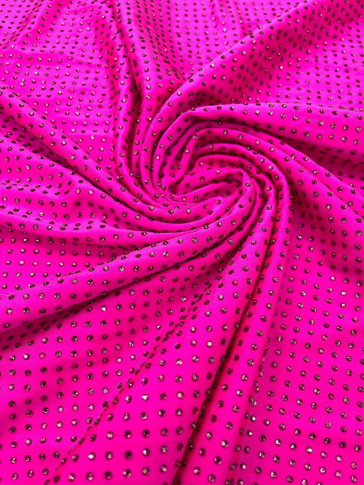Rhinestone Nylon Spandex Fabric - Crystal Rhinestones, 54" Width (1 Yard)