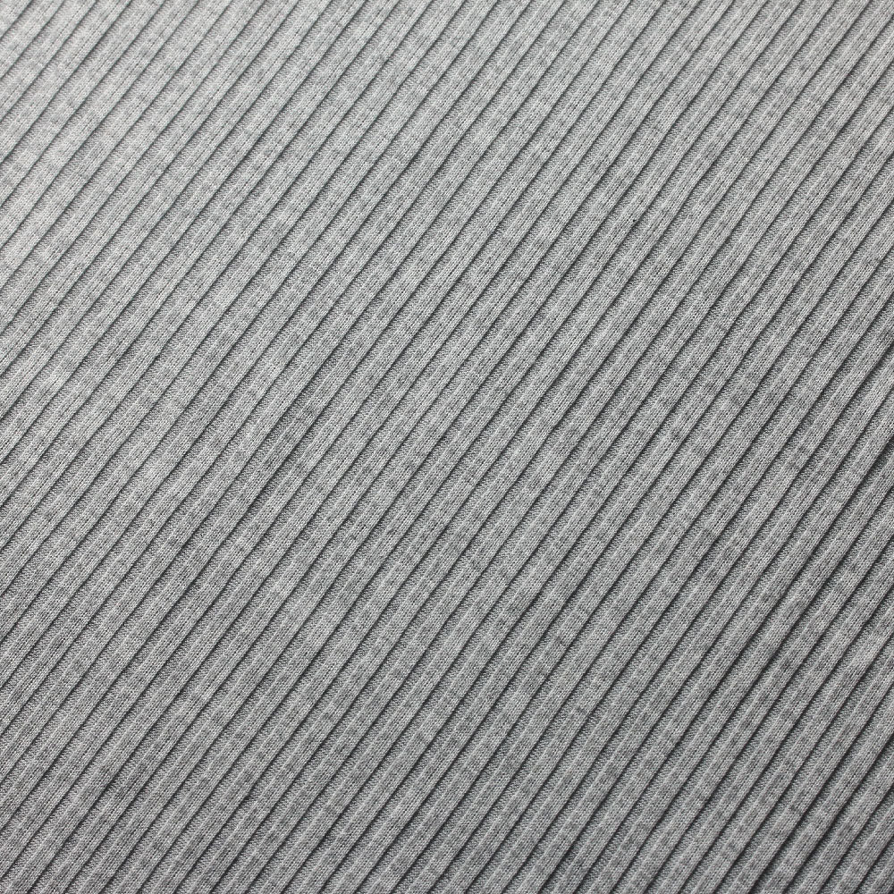 Rib 200 GSM Poly Rayon Spandex Fabric - Heather Gray Rib Knit, 58-60" Width (1 Yard)