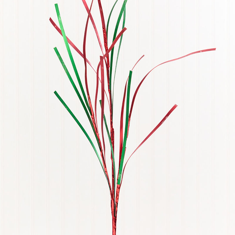 34" Red & Green Foil Grass Spray