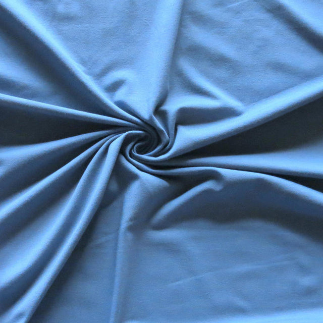 Bamboo Organic Cotton Spandex Jersey Knit Fabric - Riverside Blue