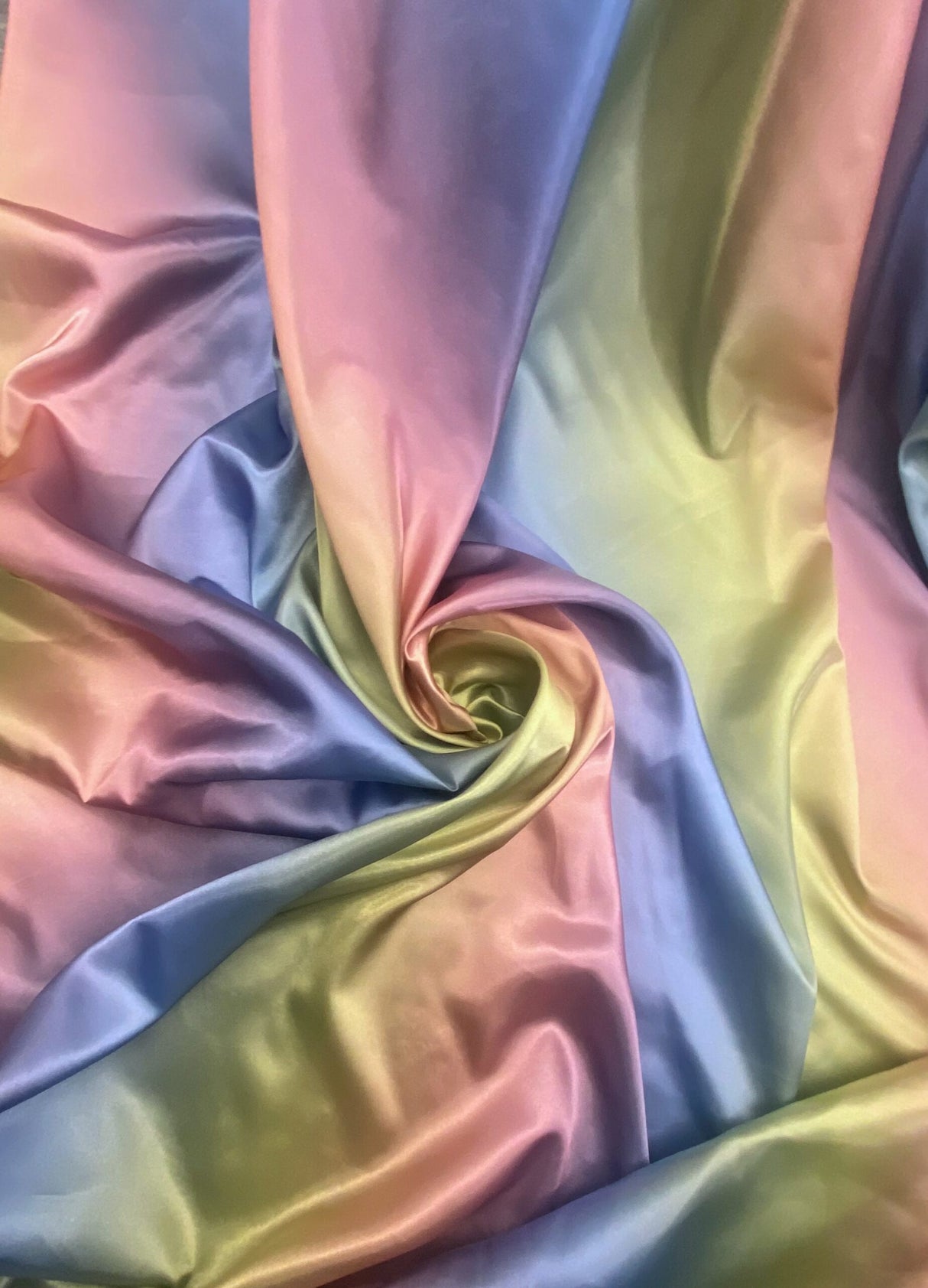 Rainbow Print Polyester Satin Fabric - Dusty Rainbow, 58" Width (1 Yard)